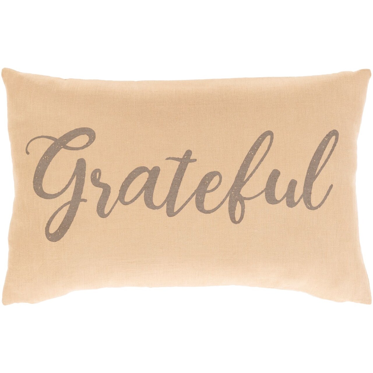 Tiwari Home 20" Brown "Grateful" Printed with Knife Edge Rectangular Throw Pillow Cover